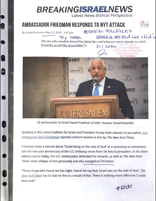 #K0281 l Breaking Israel News - Ambassador Friedman responds to NYT attack