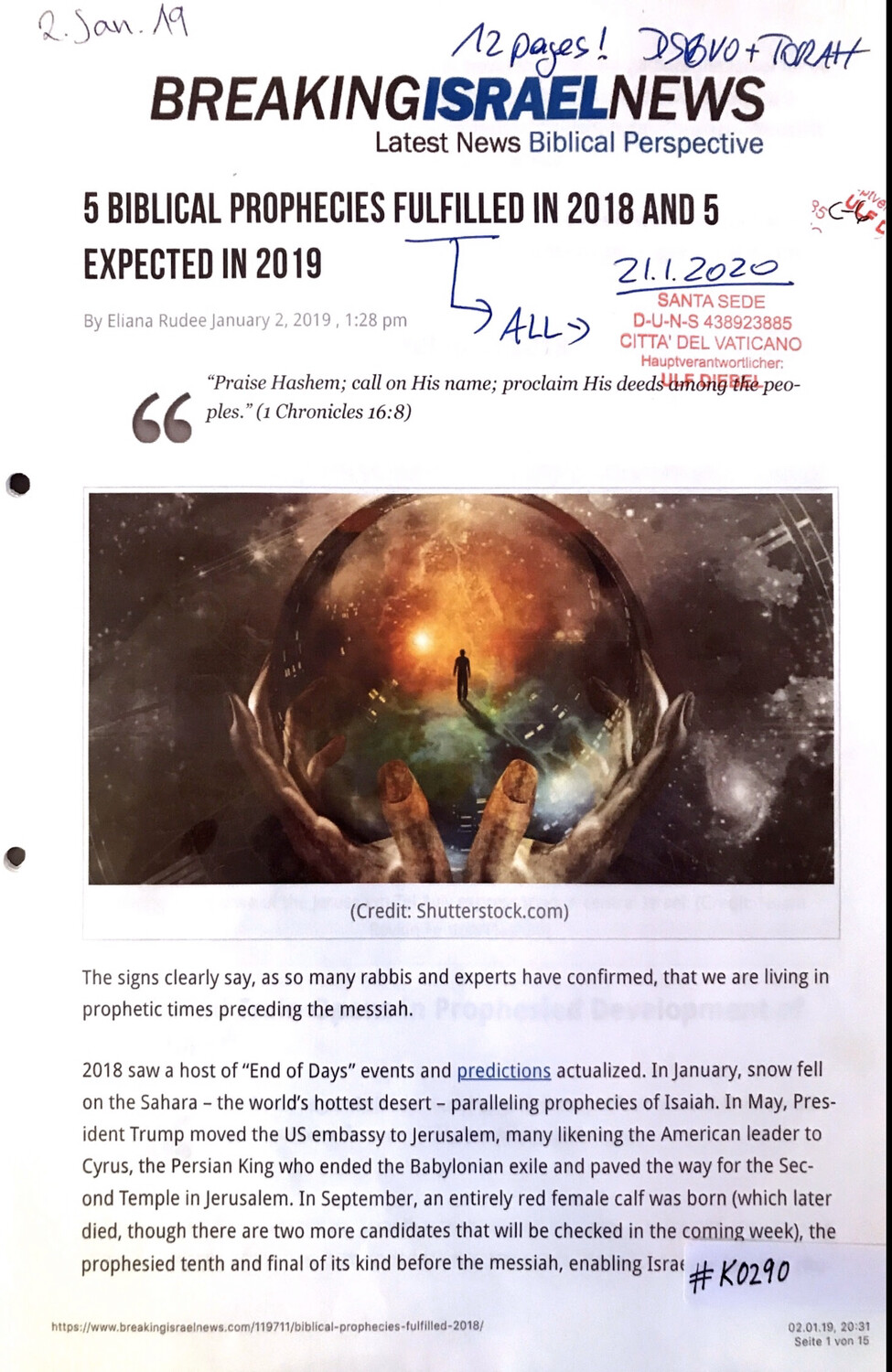 #K0290 l Breaking Israel News - 5 Biblical Prophecies fulfilled in 2018 and 5 expected in 2019