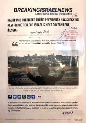 #K0295 l Breaking Israel News - Rabbi who predicted Trump presidency has shocking new prediction for Israel’s next government, Messiah