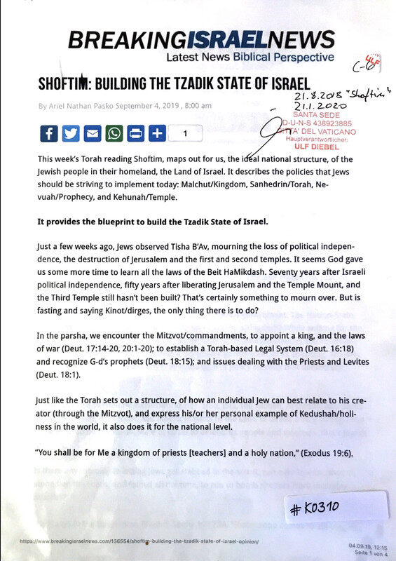 #K0310 l Breaking Israel News - Shoftim: Building the Tzadik State of Israel