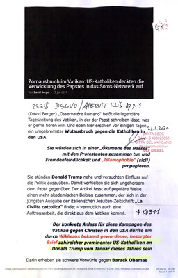 #K0311 l Osservatore Romano l Zornausbruch im Vatikan: US-Katholiken deckten die Verwicklung des Papstes in das Soros-Netzwerk auf 