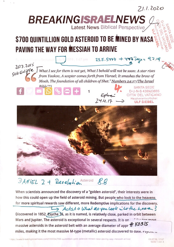 #K0315 l 700 Quintillion Gold asteroid to be mined by Nasa paving the way for Messiah to arrive 