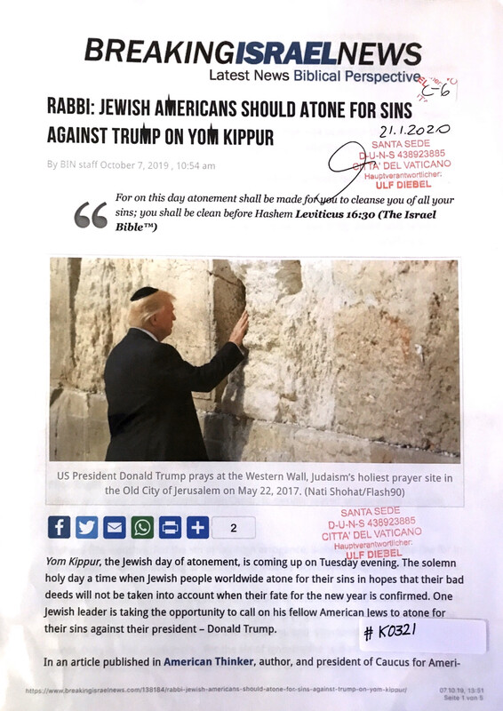 #K0321 l Breaking Israel News - Rabbi: Jewish Americans should atone for sins against Trump on Yom Kippur