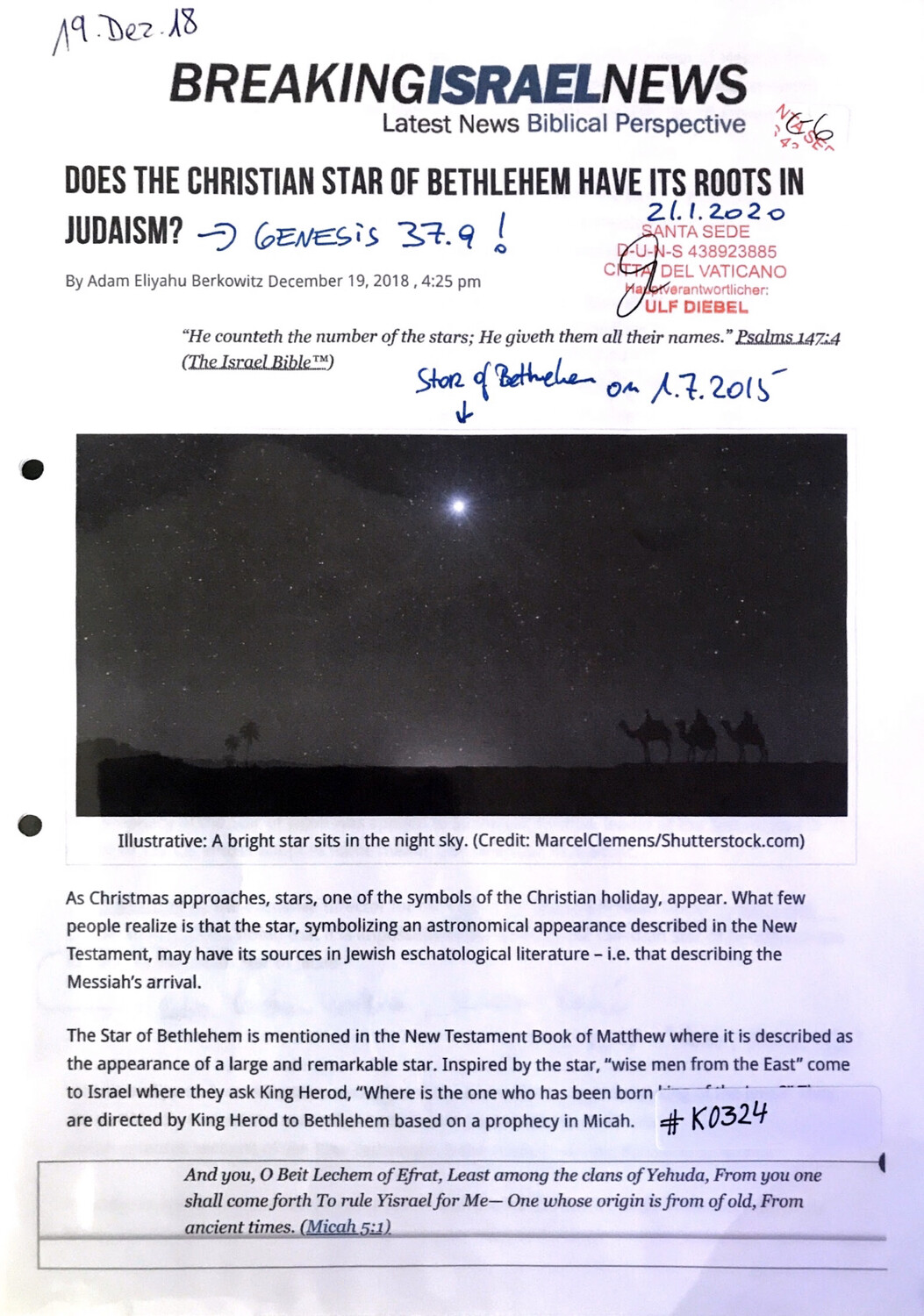 #K0324 l Breaking Israel News - Does the Christian star of Bethlehem have its roots in Judaism?