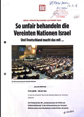 #K0334 l Bild - Neun Verurteilungen an einem Tag! So unfair behandeln die Vereinten Nationen Israel - Und Deutschland macht das mit ...