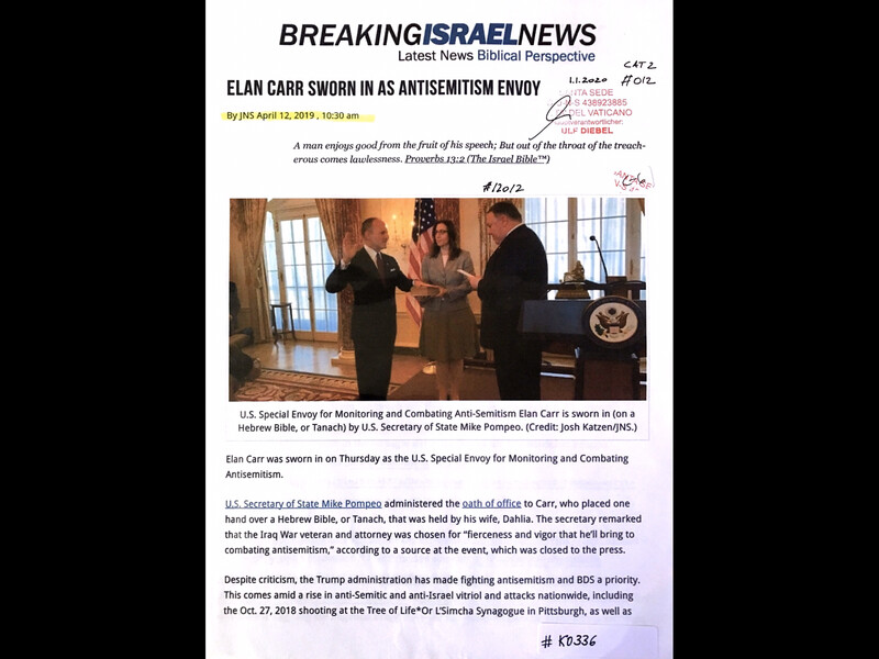 #K0336 - Breaking Israel News - Elan Carr sworn in as antisemitism envoy