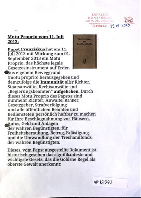 #K0342 l Motu Proprio vom 11.Juli 2013 - Papst Franziskus