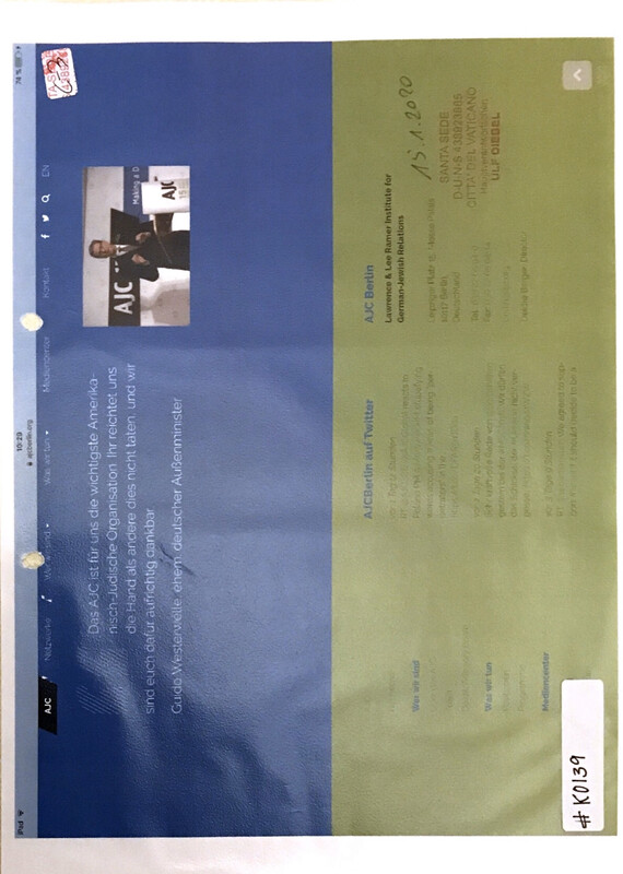 #K0139 l AJC-Berlin - Das AJC ist für uns die wichtigste Amerikanisch-Jüdische Organisation. Ihr reichtet uns die Hand als andere dies nicht taten, und wir sind euch dafür aufrichtig dankbar. 