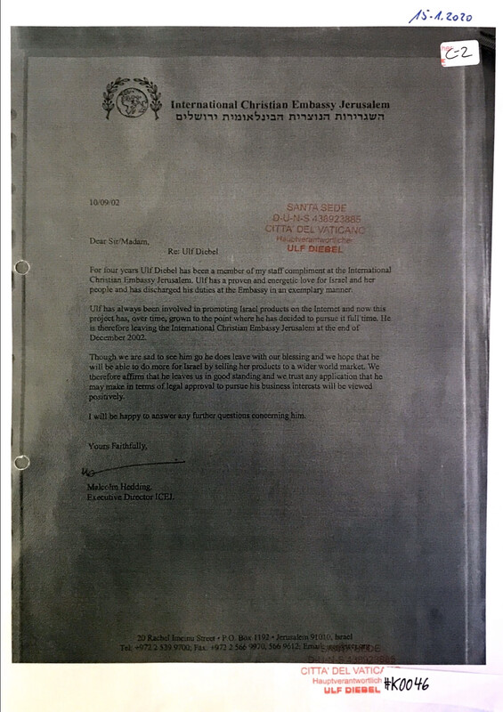 #K0046 l References from the International Christian Embassy Jerusalem, written by Malcom Hedding, Executive Director ICEJ