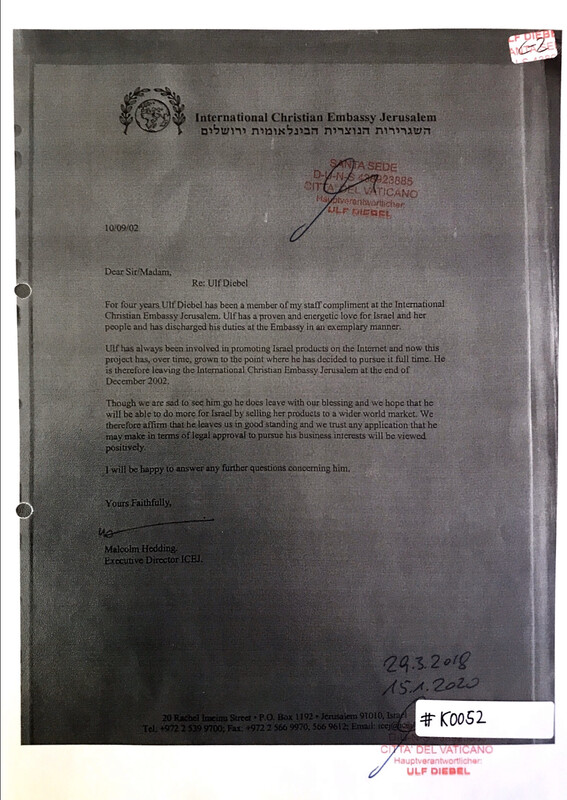 #K0052 l References from the International Christian Embassy of Jerusalem, written by Malcom Hedding, Executive Director ICEJ