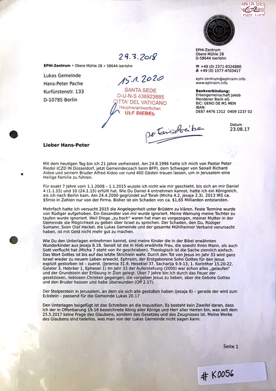 #K0056 l Brief an die Lukas Gemeinde Berlin 