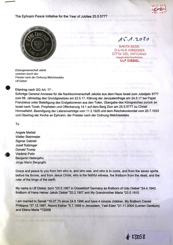 #K0058 l The Ephraim Peace Initiative for the Year of Jubilee 25.5.5777 - Eilantrag nach GG Art,17 