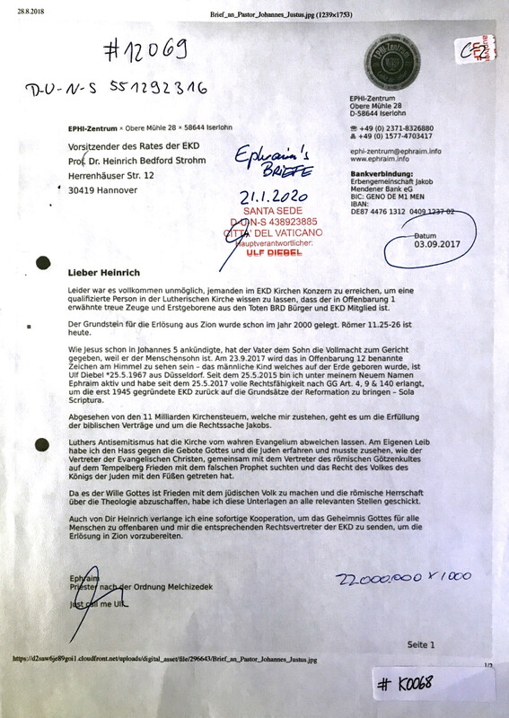 #K0068 l Brief an den Vorsitzenden des Rates der EKD - Prof. Dr. Heinrich Bedford Strohm 