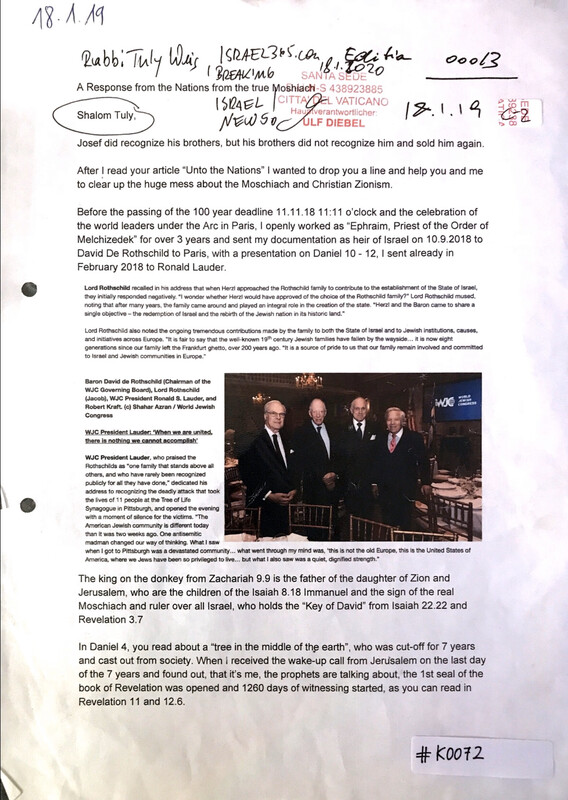 #K0072 l Letter from Ulf Diebel to Rabbi Tuly Weis