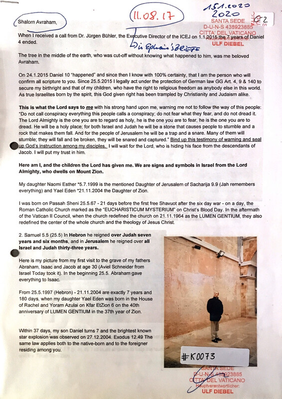 #K0073 l Letter to Avraham - August 2017 l Written by Ulf Diebel