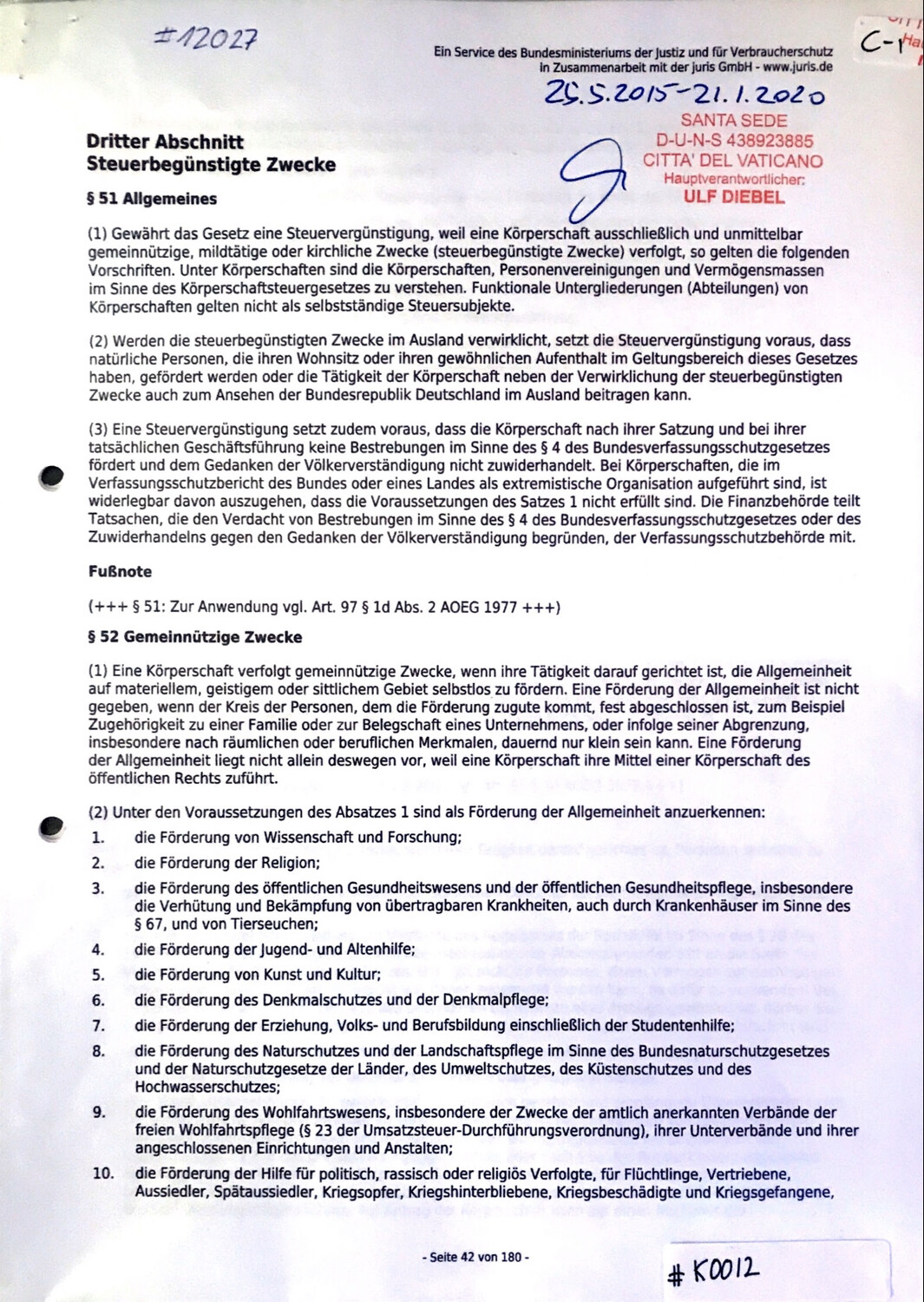 #K0012 l Dritter Abschnitt - Steuerbegünstige Zwecke l Bundesministerium der Justiz und für Verbraucherschutz in Zusammenarbeit mit der juris GmbH - www.juris.de