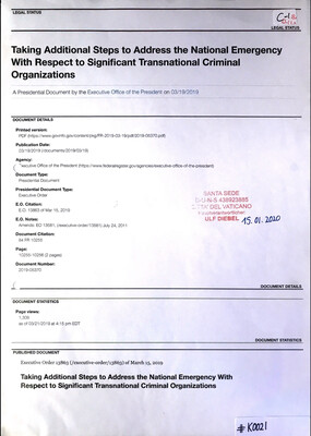#K0021 l Taking Additional Steps to Addresses the National Emergency With Respect to Significant Transnational Criminal Organizations 