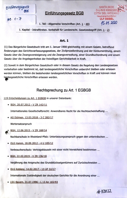 #K0022 l Einführungsgesetz - Artikel 1 l Rechtsprechung zu Art.1 EGBGB