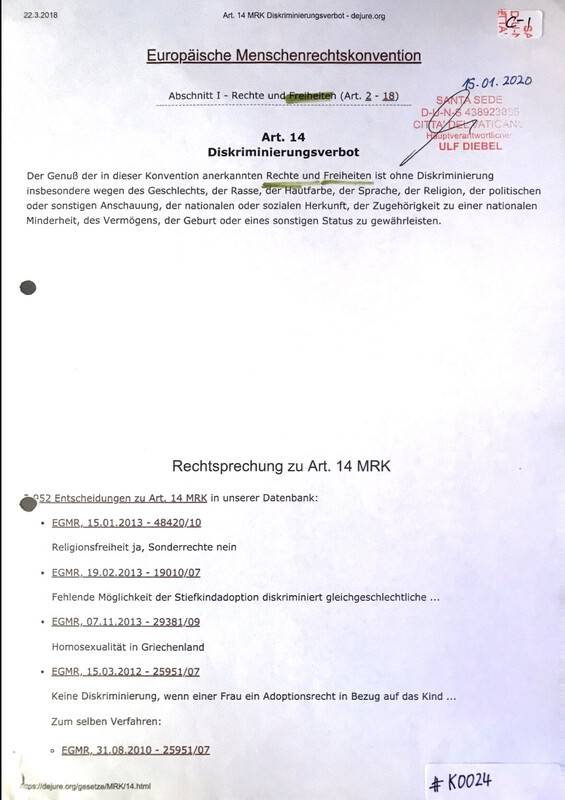 #K0024 l Europäische Menschenrechtskonvention l Art.14 - Diskriminierungsverbot