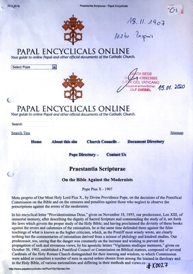 #K0027 l Praestantia Scripturae - On the Bible Against the Modernists l Pope Pius X - 1907