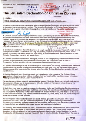 #K0039 l The Jerusalem Declaration on Christian Zionism, published on ICEJ International 