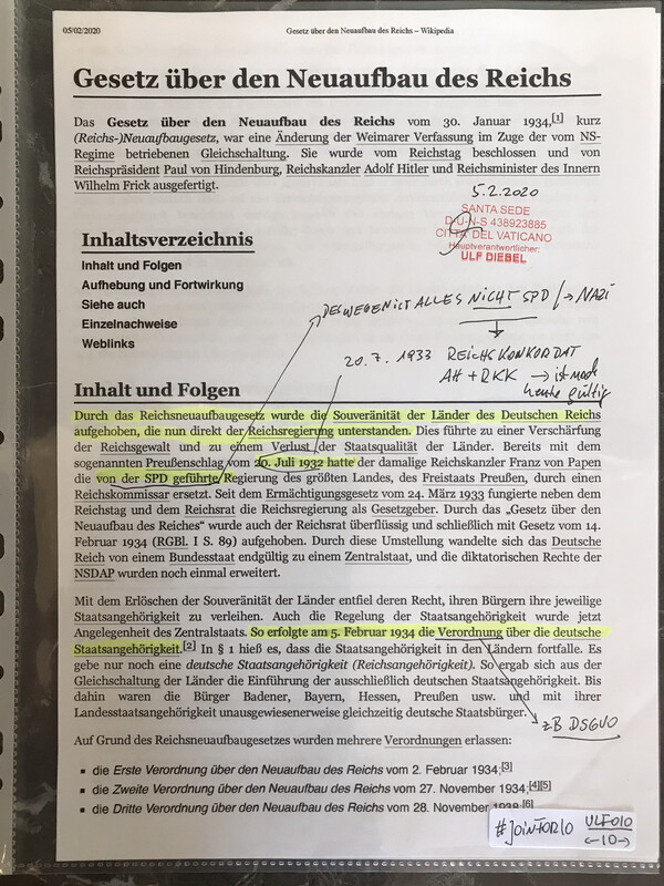 #U010 l Gesetz über den Neuaufbau des Reiches 