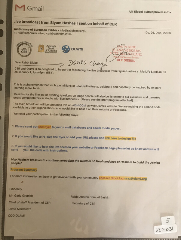 #U031 l Official E-Mail of the Conference of European Rabbis