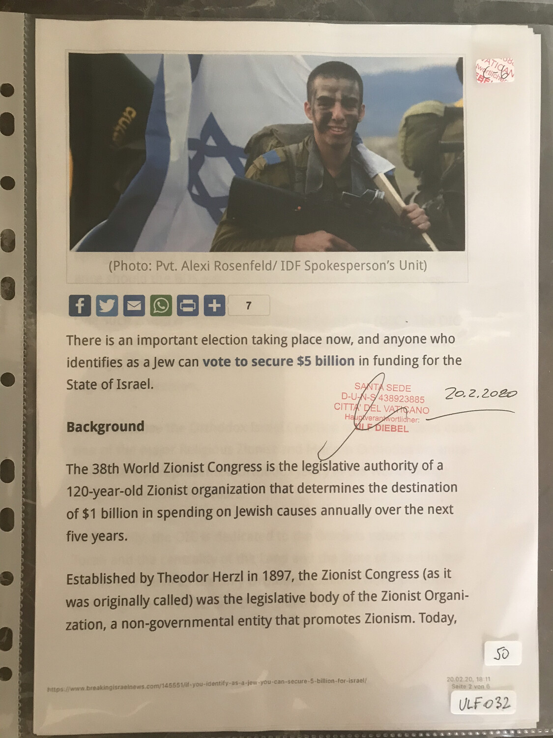 #U032 l BreakingIsraelNews - There is an important election taking place now, and anyone who identifies as a Jew can vote to secure $5 billion in funding for the State of Israel 