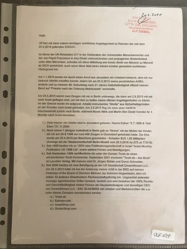 #U034 l Offizielle E-Mail bezüglich rechtlichen Angelegenheiten im Rahmen der seit dem 25.05.2018 geltenden DSGVO