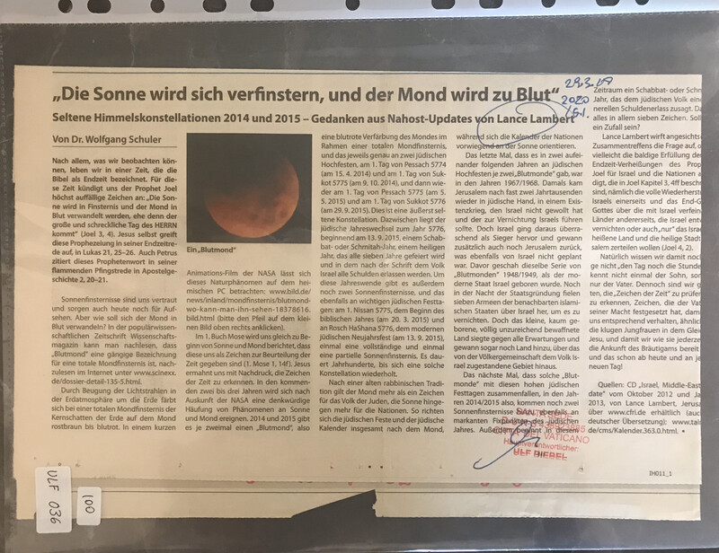 #U036 l “Die Sonne wird sich verfinstern, und der Mond wird zu Blut”