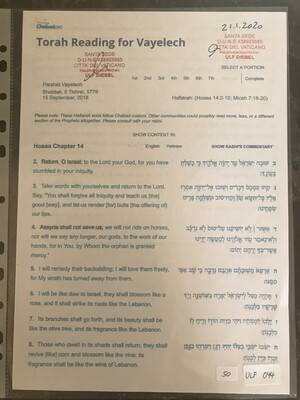#U044 l Torah Reading for Vayelech - 6 Tishrei 5779 l 15th of September 2018