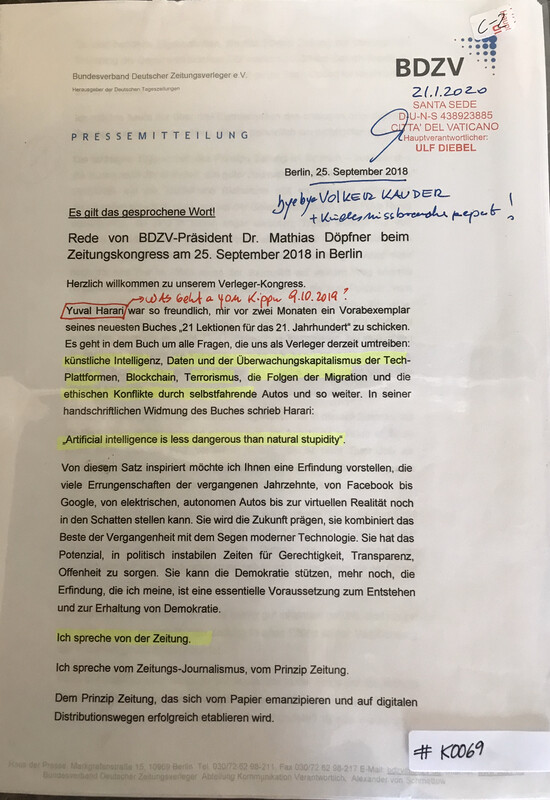 #K0069 l BDZV l Rede von BDZV-Präsident Dr. Mathias Döpfner beim Zeitungskongress am 25.September 2018 in Berlin 