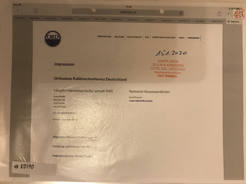 #K0140 l ORD - Orthodoxe Rabbinerkonferenz Deutschland l Impressum