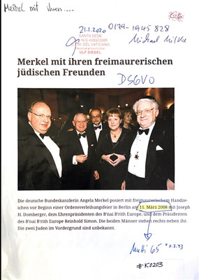 #K0203 l Merkel mit ihren freimaurerischen jüdischen Freunden 