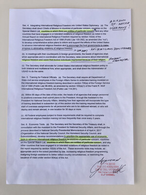 #U067 l Executive Order on Advancing International Religious Freedom