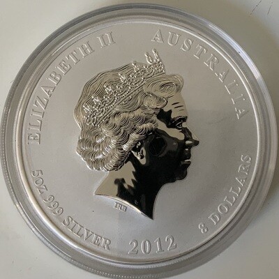 5 Oz Silver Australia Lunar II 2012 Dragon