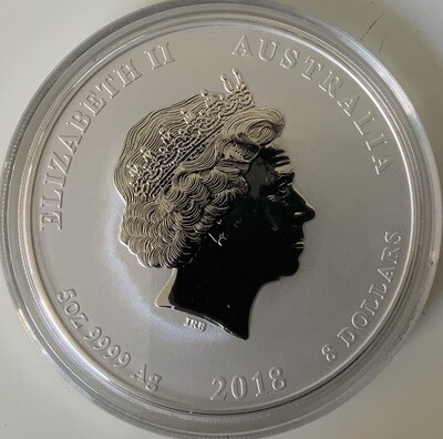 5 Oz Silver Australia Lunar II 2018 Dog
