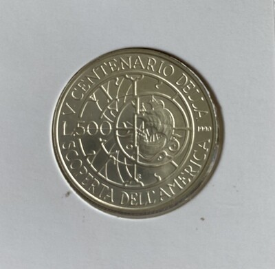 500 Lire Italien - 500 Jahre Entdeckung Amerika 1990
