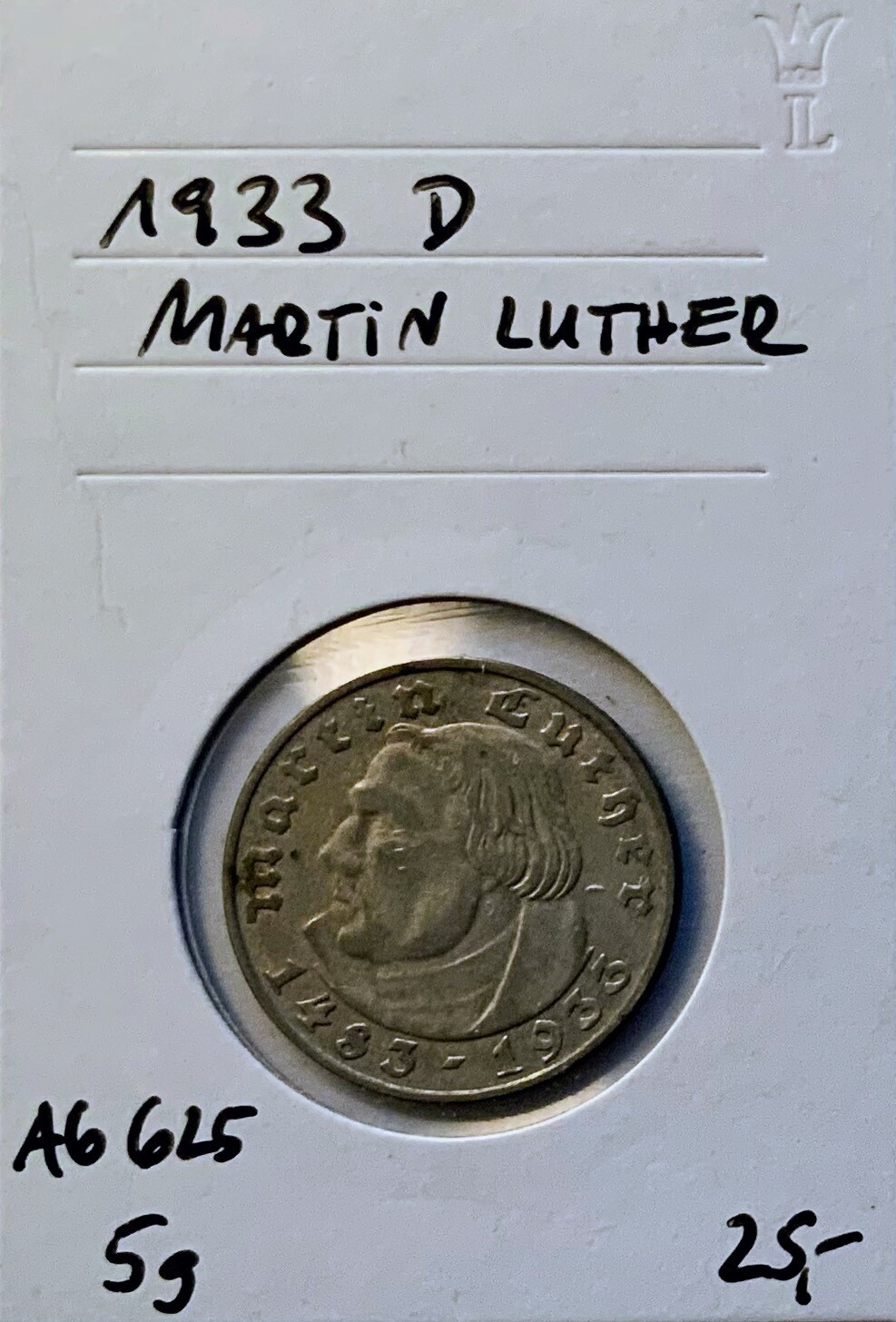 Martin Luther 3 RM 1933 D