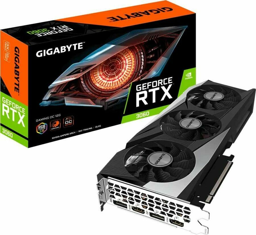 GIGABYTE NVIDIA GeForce RTX 3060 , GV-N3060GAMING OC-12GD, 12ГБ, GDDR6, OC, Retail