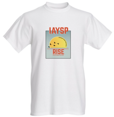T-shirt blanc IAYSP - Modèle Grue coucher de soleil