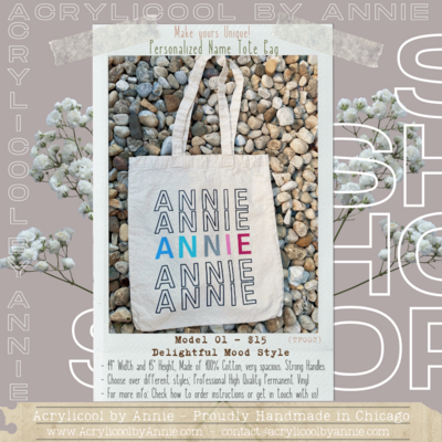 Personalized Name in a Tote Bag - Model 02: Delightful Mood Style