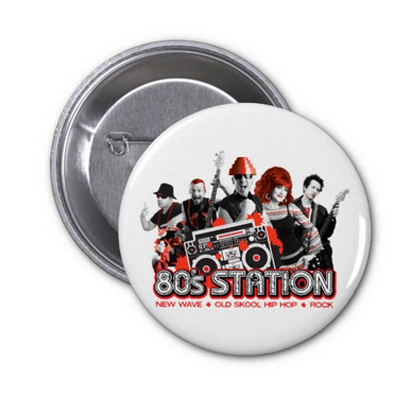 80's Station Pin Back Buttons White Only