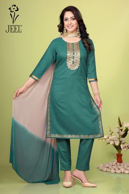 JEEL Punjabi Suit - Rama Green