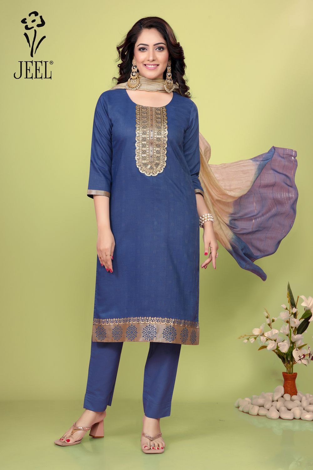 JEEL Punjabi Suit - Denim Blue
