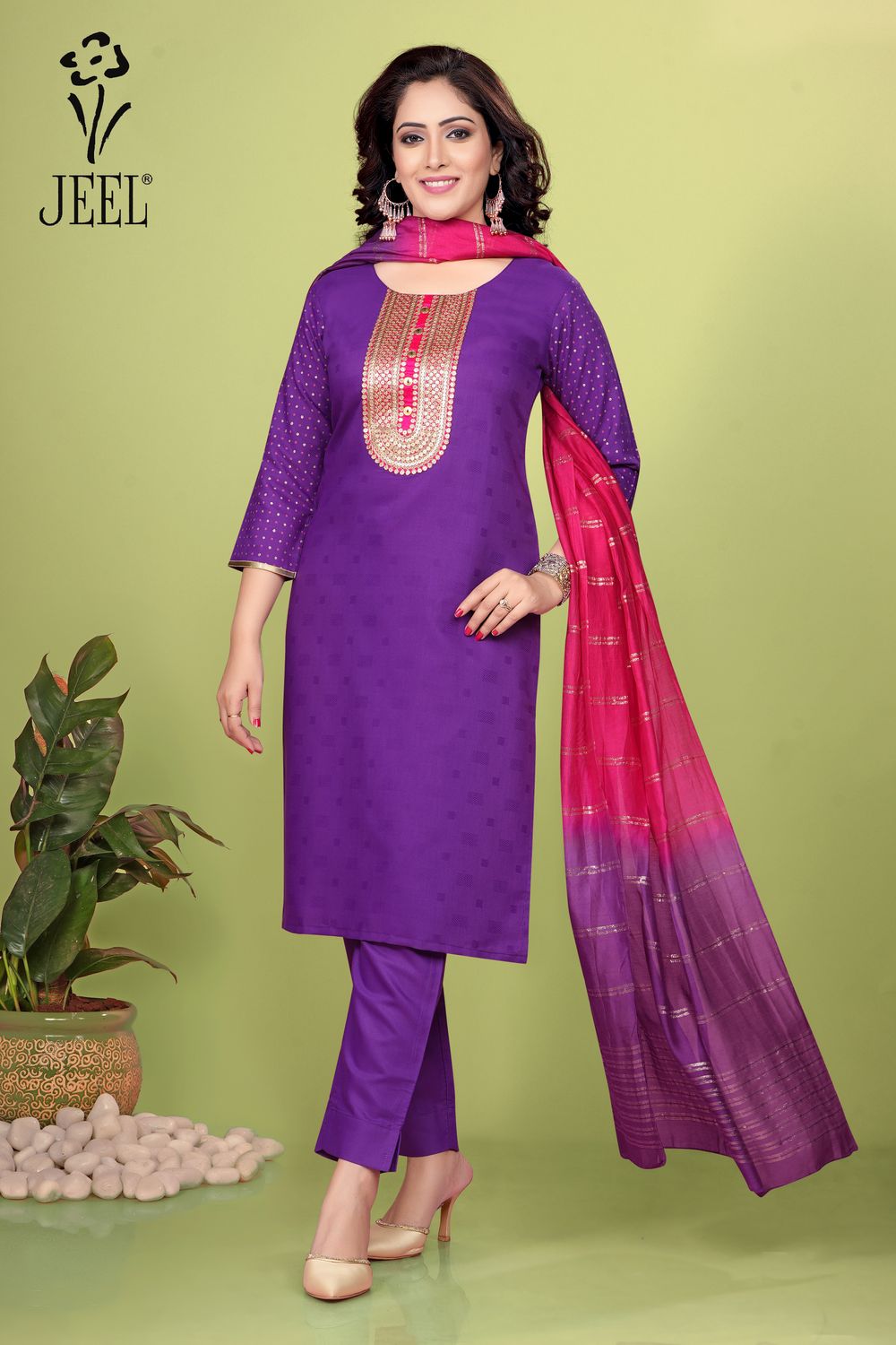 JEEL Punjabi Suit - Dark Purple