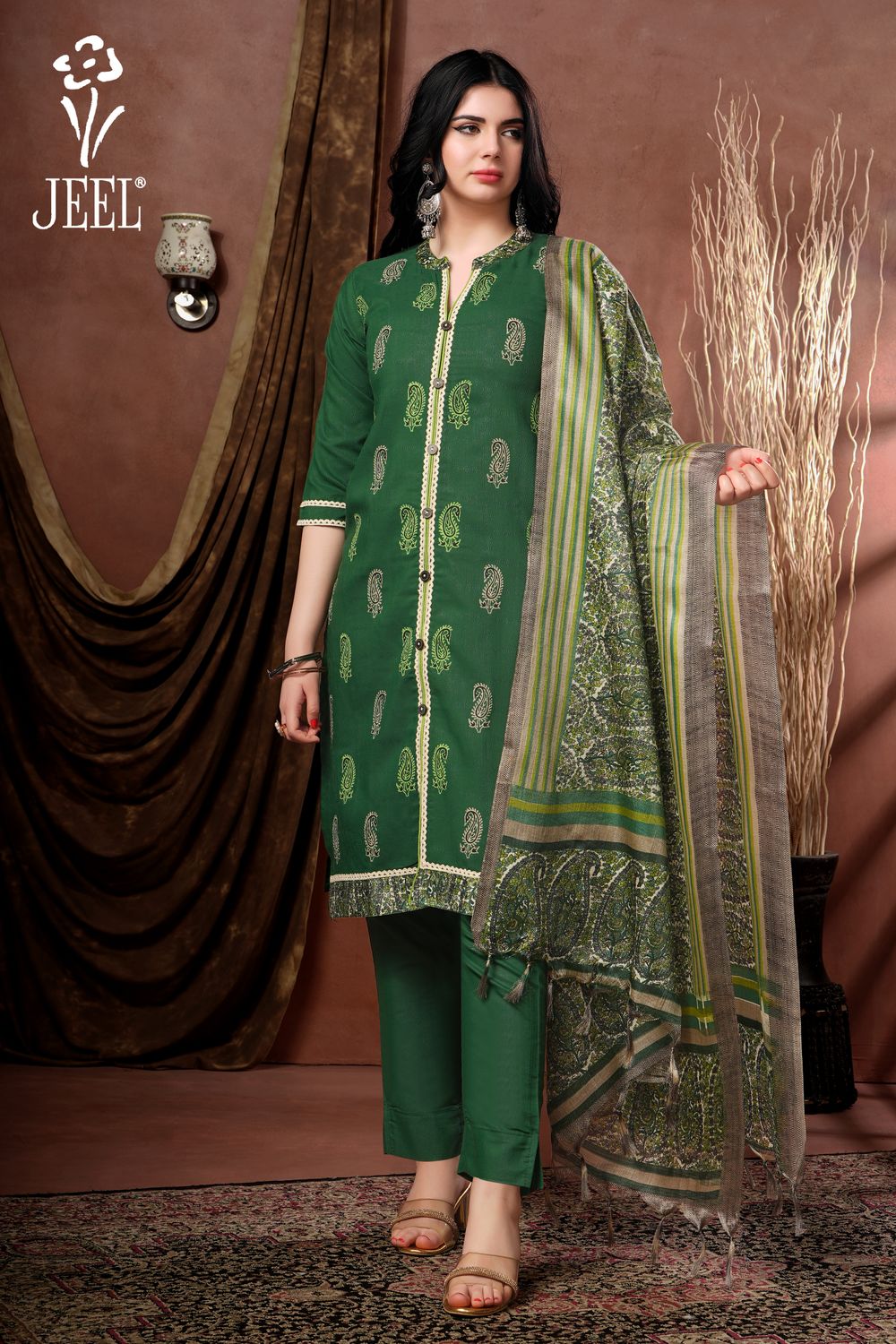 JEEL Punjabi Suit - Forest Green