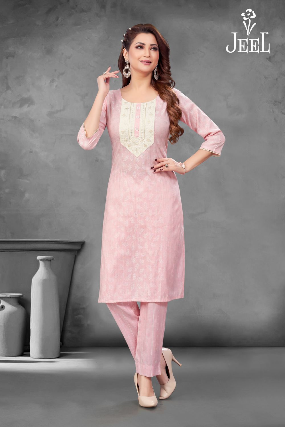 JEEL Kurti &amp; Pant Set - Pink
