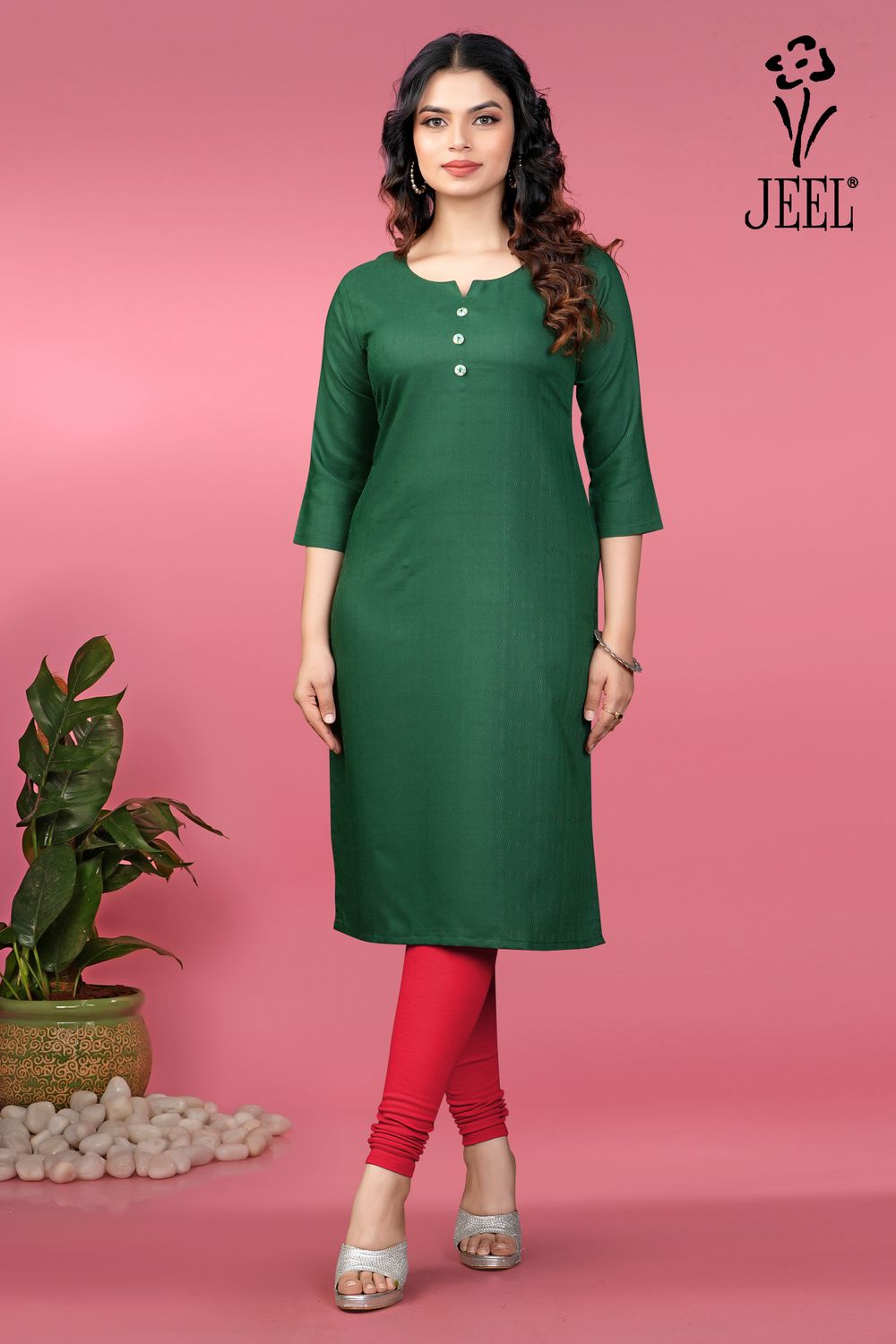 JEEL Varnika Kurti - Forest Green