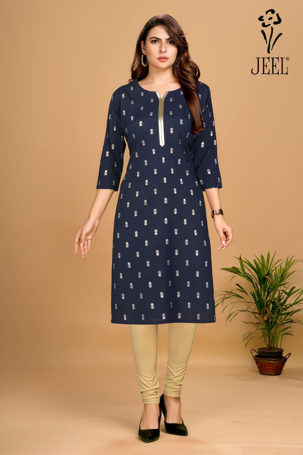 JEEL Casual Kurti - Navy Blue